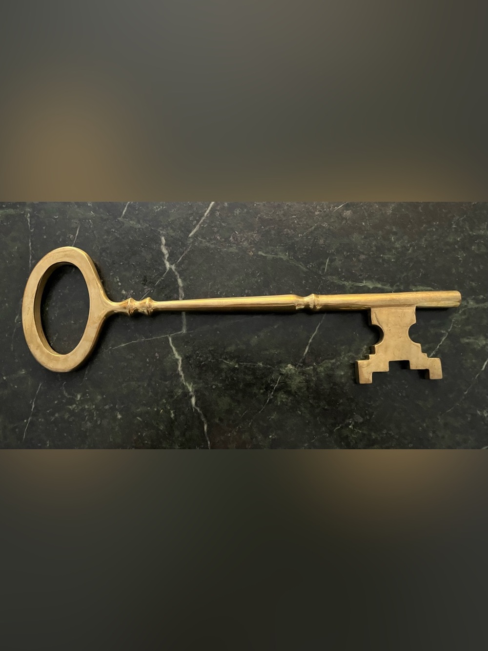 Vintage Oversized Solid Brass Skeleton Key 14” Made in Taiwan Decorative Key